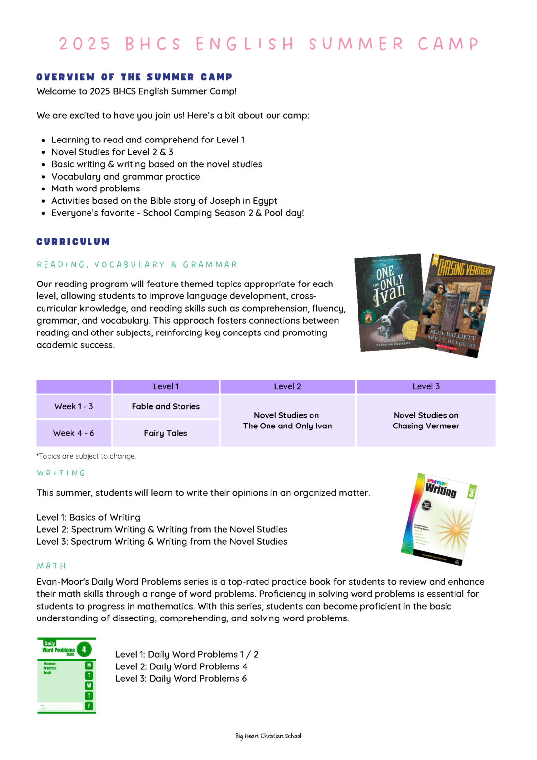 BHCS 2024 Summer Program